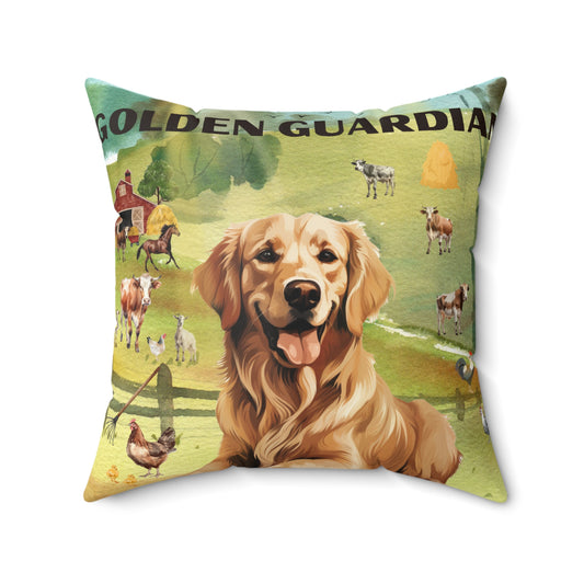 Golden Guardian Spun Polyester Square Pillow