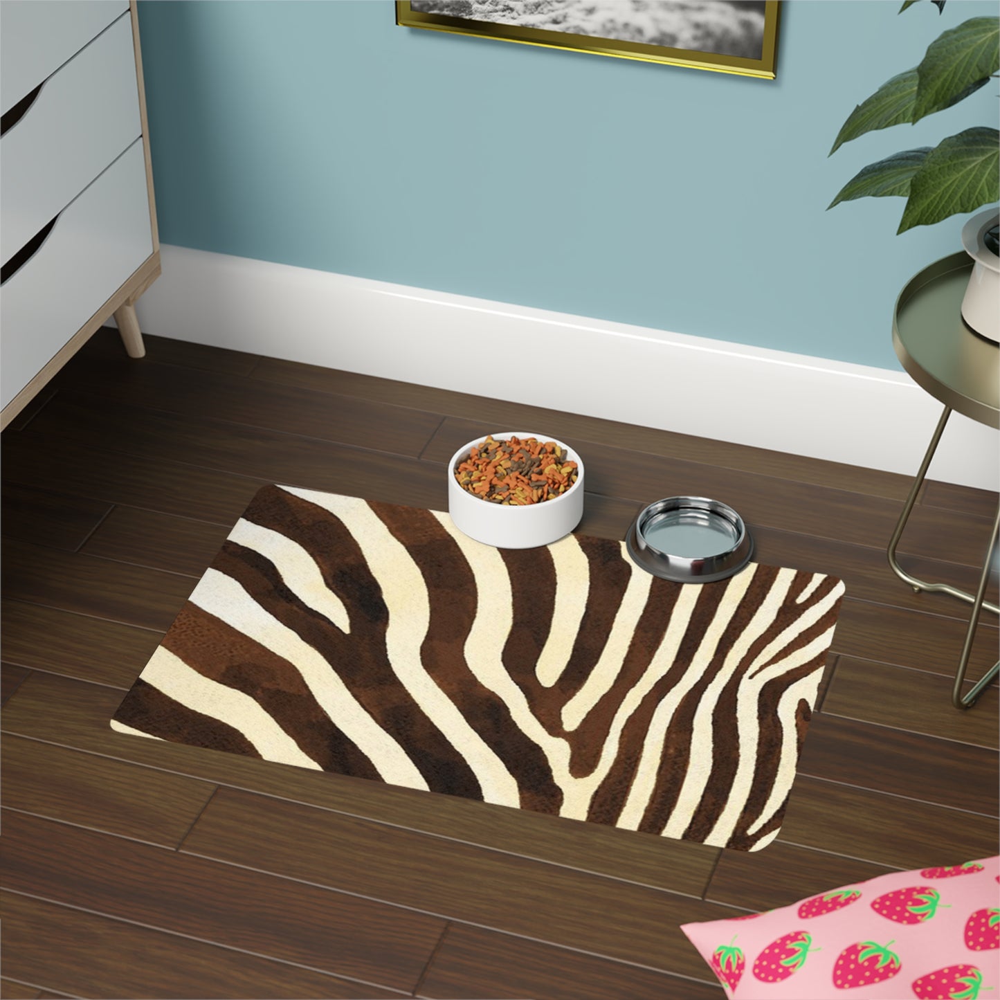 Pet Food Mat (12x18) Zebra Brown