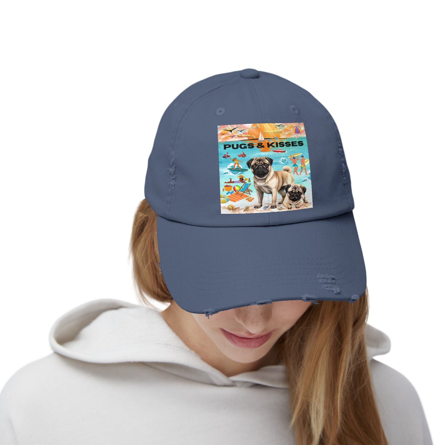 Pugs & Kisses Unisex Distressed Cap