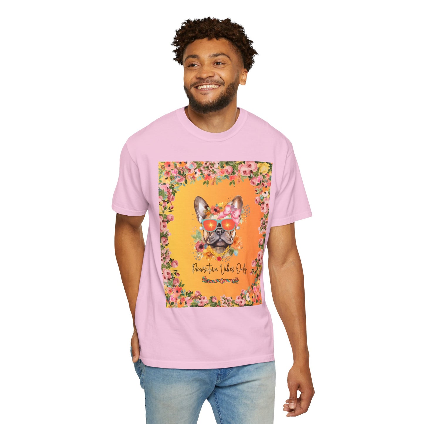 Pawsitive Vibes Only Unisex Garment-Dyed T-shirt