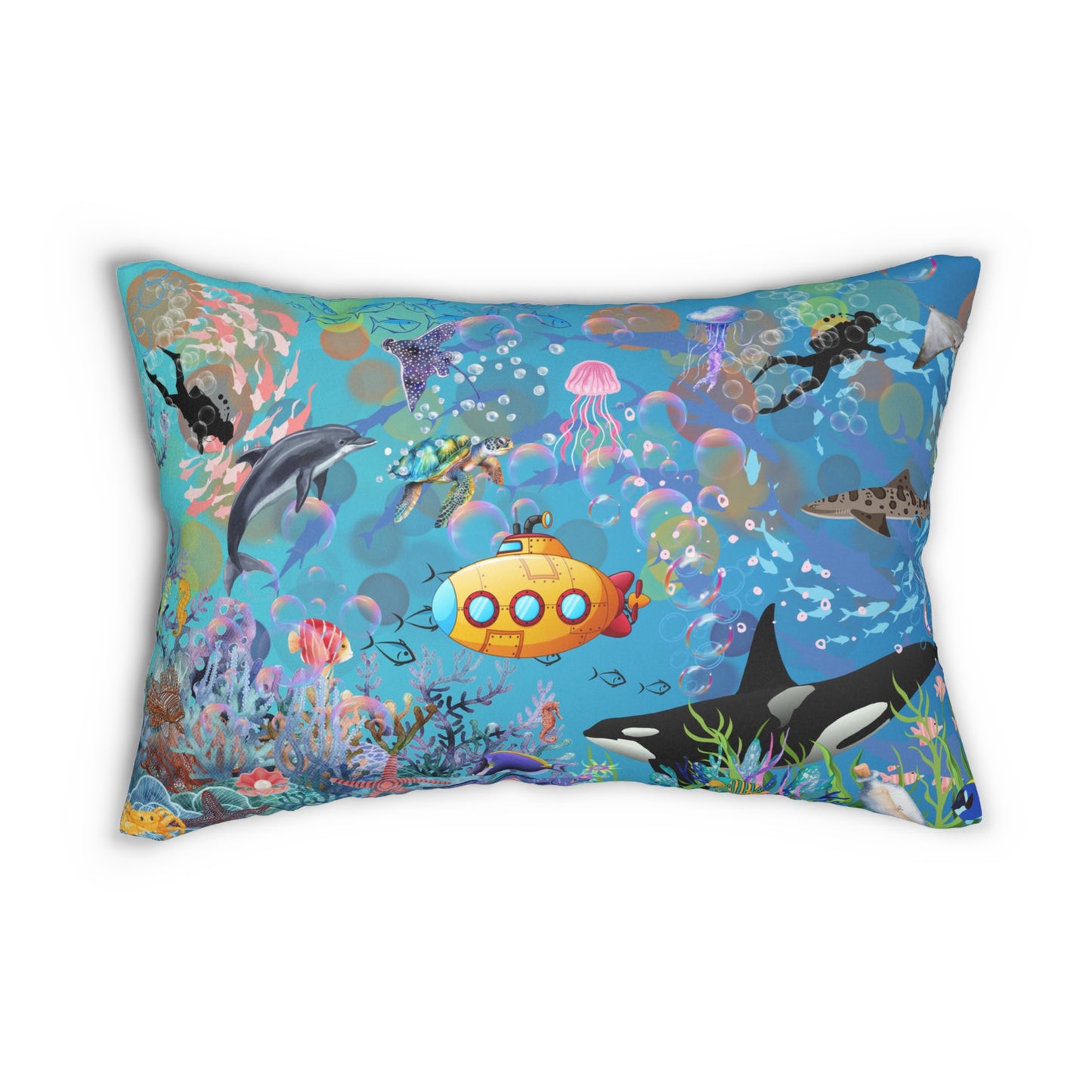 Ocean View Spun Polyester Lumbar Pillow