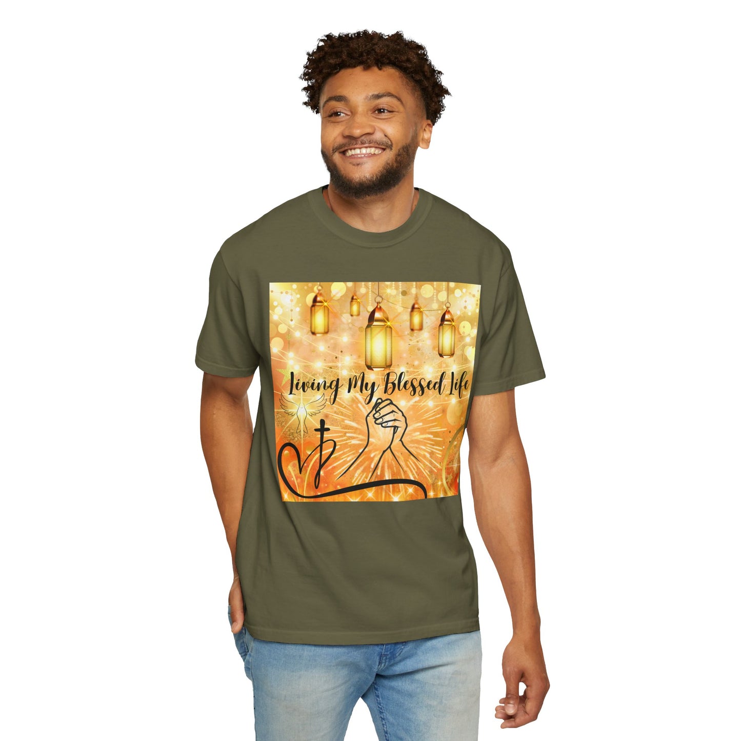 Living My Blessed Life Unisex Garment-Dyed T-shirt