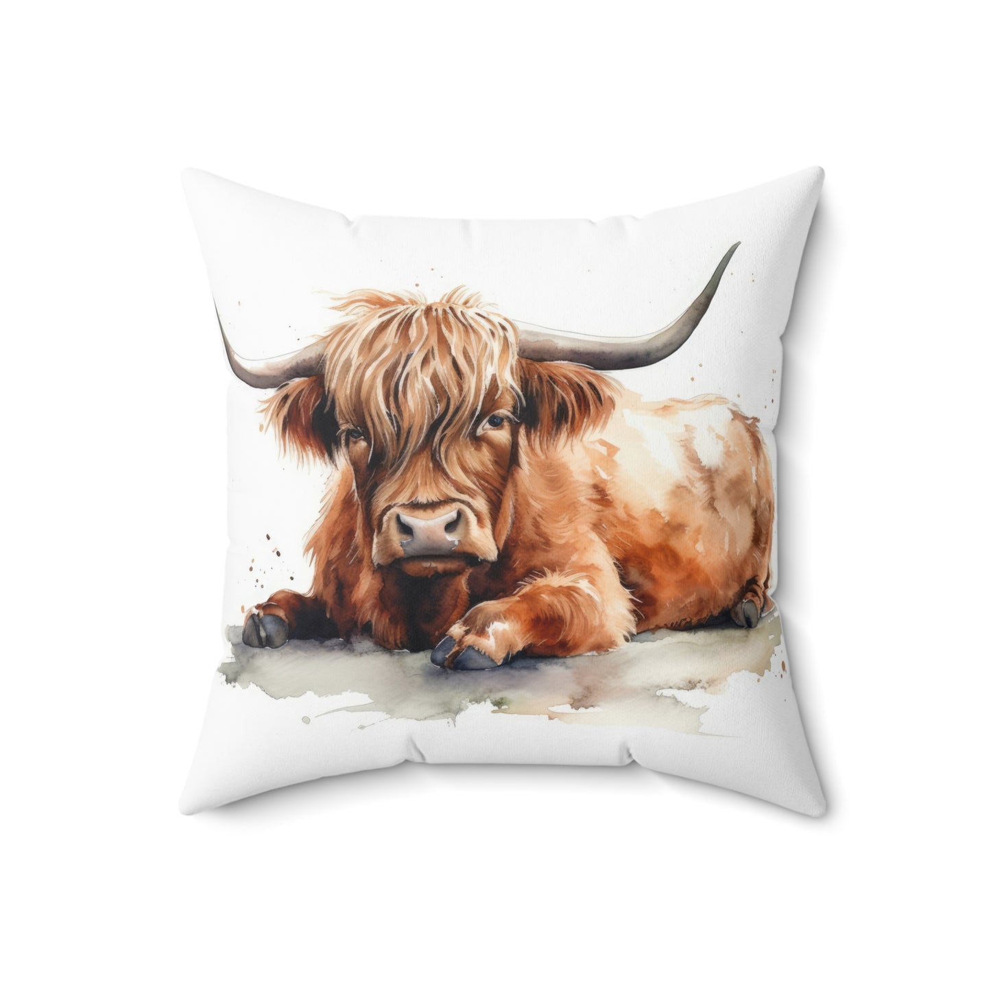 Spun Polyester Square Pillow Highland Cow 2