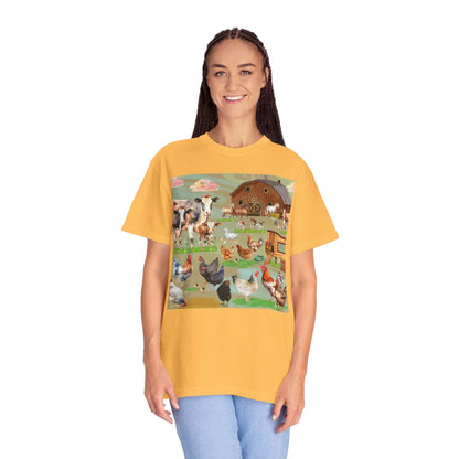 Springtime At The Barnyard Unisex Garment-Dyed T-shirt