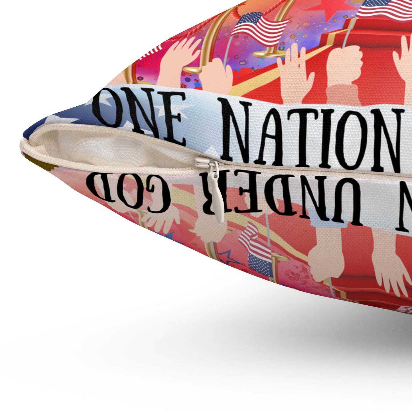 One Nation Under God Spun Polyester Square Pillow