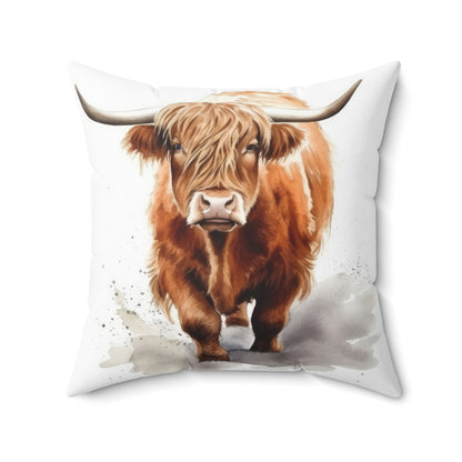 Spun Polyester Square Pillow Highland Cow 3