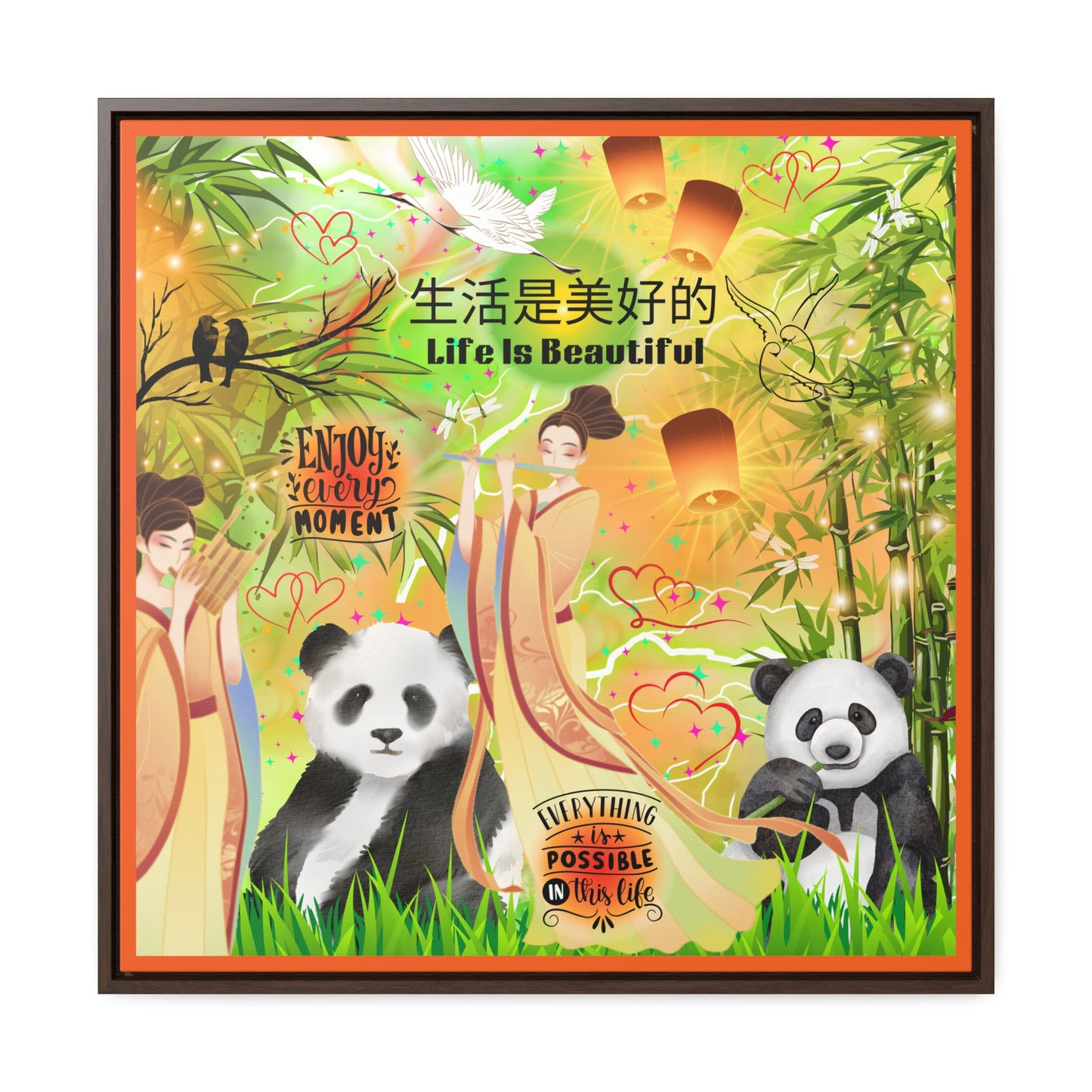 Life Is Beautiful Chinese Gallery Canvas Wraps, Square Frame