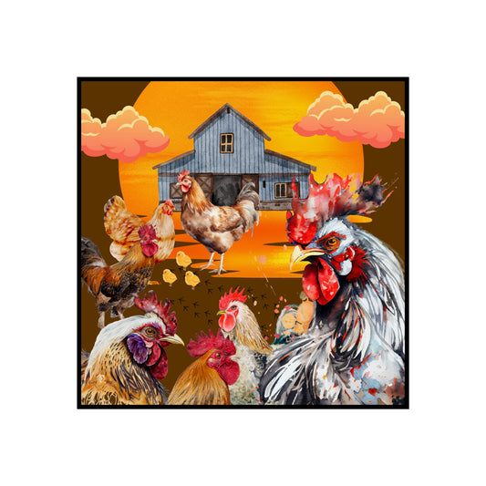 Chickens At Sunset Fine Art Posters