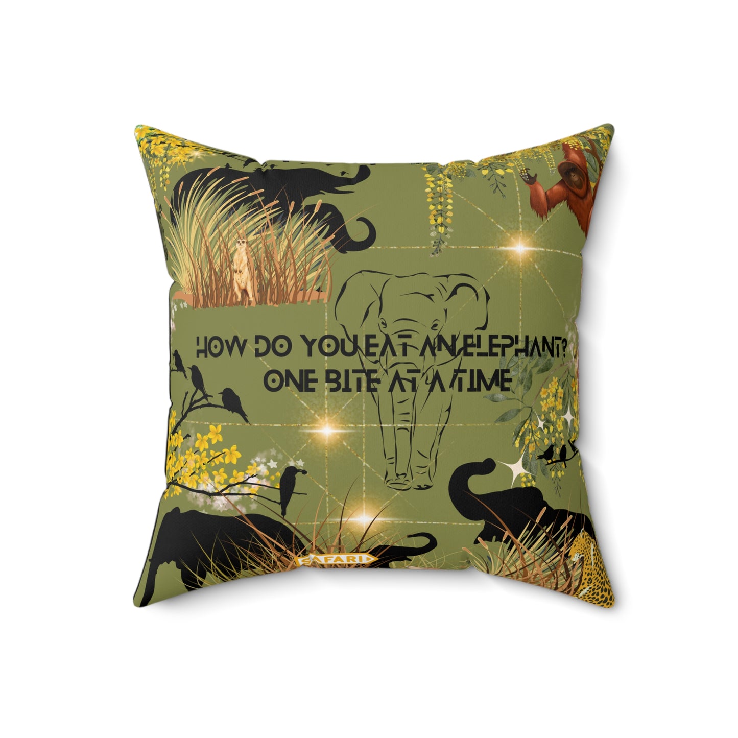 How Do You Eat An Elephant One Bite At A Time Spun Polyester Square Pillow