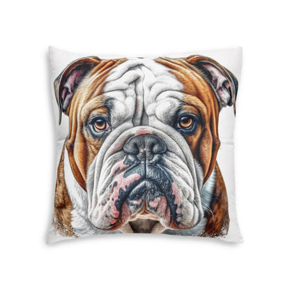 Tufted Floor Pillow, Square English Bulldog