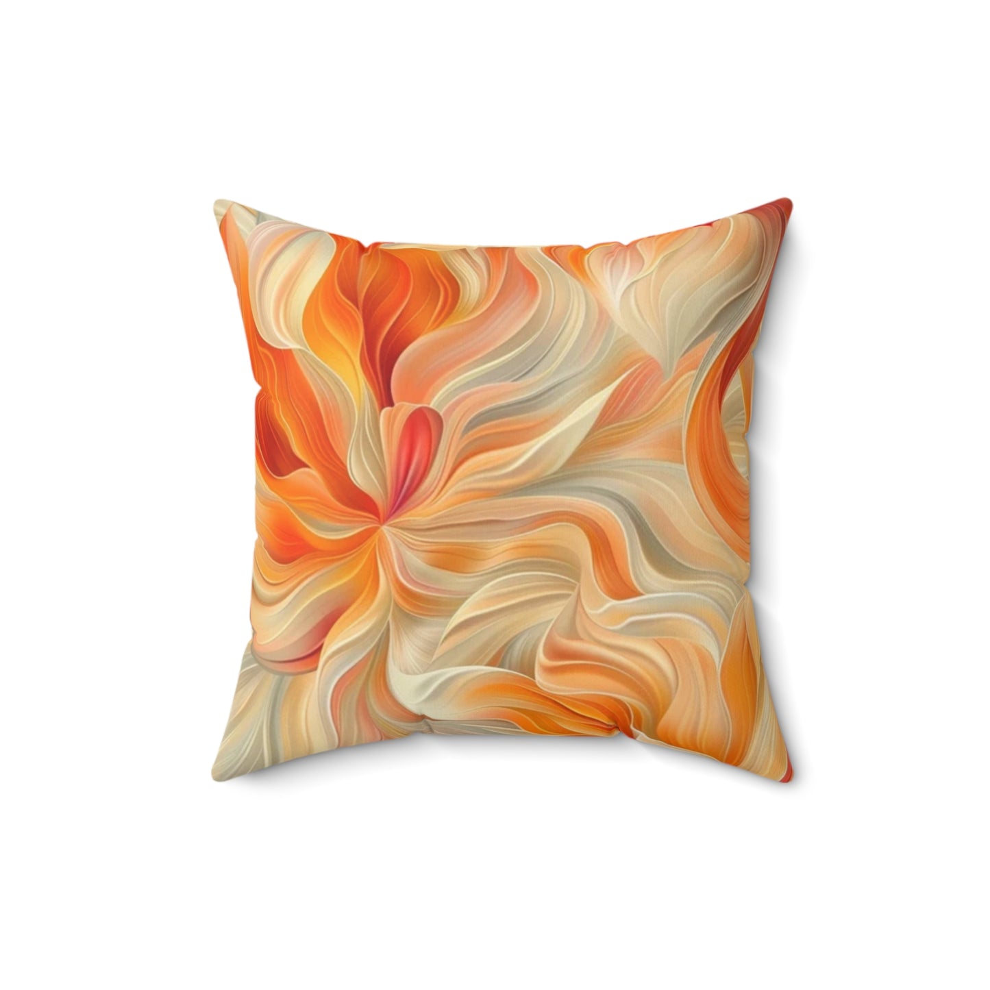 Spun Polyester Square Pillow Orange Floral