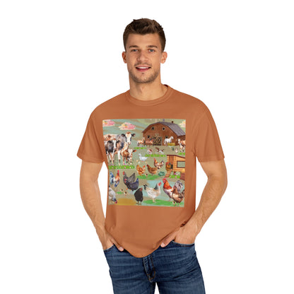 Springtime At The Barnyard Unisex Garment-Dyed T-shirt