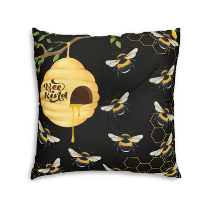 Bee Kind Tufted Floor Pillow, Square