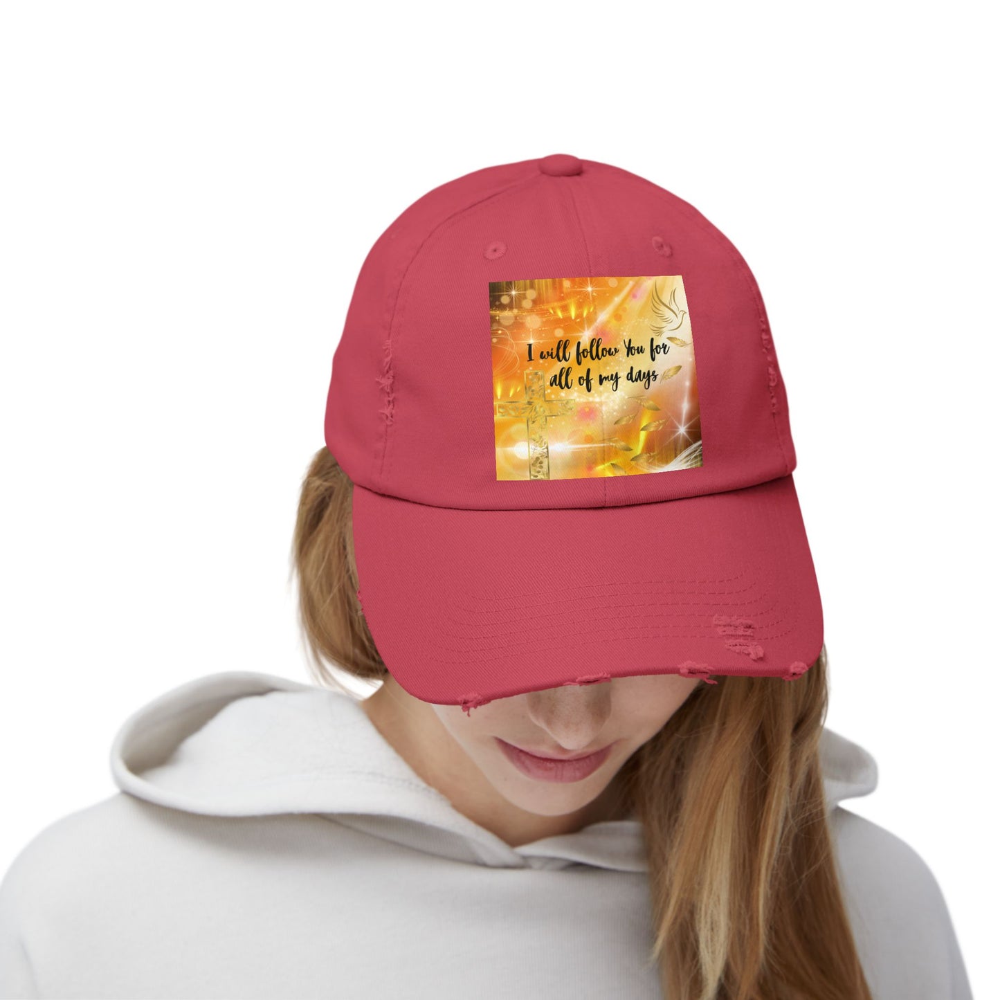 I Will Follow You Unisex Distressed Cap