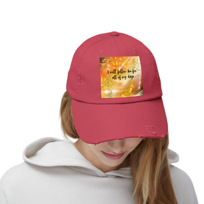 I Will Follow You Unisex Distressed Cap