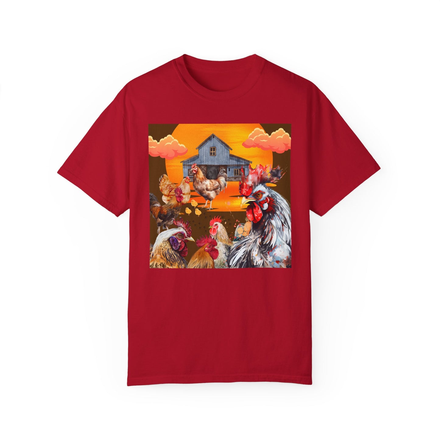 Chickens At Sunset Unisex Garment-Dyed T-shirt