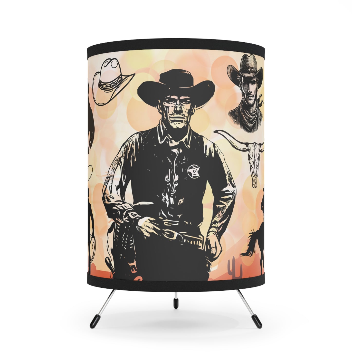 Cowboy Country Tripod Lamp with High-Res Printed Shade, US\CA plug