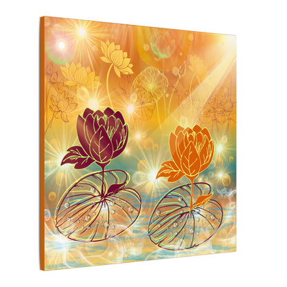 Morning Dew- Lotus Blossom Stretched Canvas Art Print, Vibrant Wall Decor, Meditation Room Artwork, Floral Home Decoration, Gift for Yoga Lovers