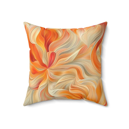 Spun Polyester Square Pillow Orange Floral