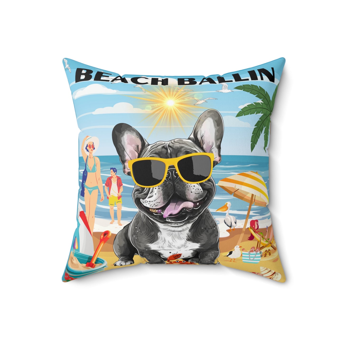 Beach Ballin Spun Polyester Square Pillow