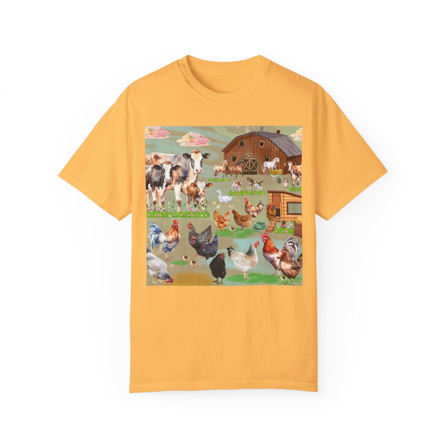 Springtime At The Barnyard Unisex Garment-Dyed T-shirt