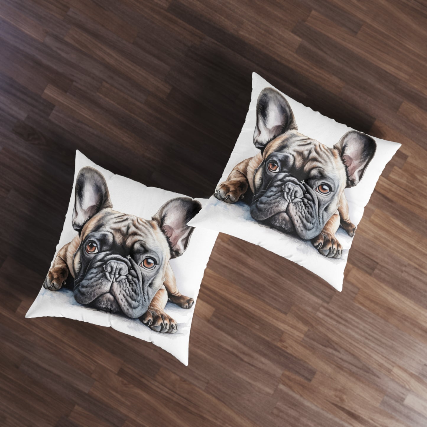 Tufted Floor Pillow, Square Frenchie 2