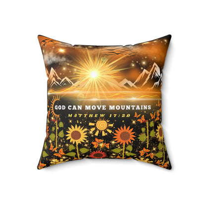 God Can Move Mountains Spun Polyester Square Pillow