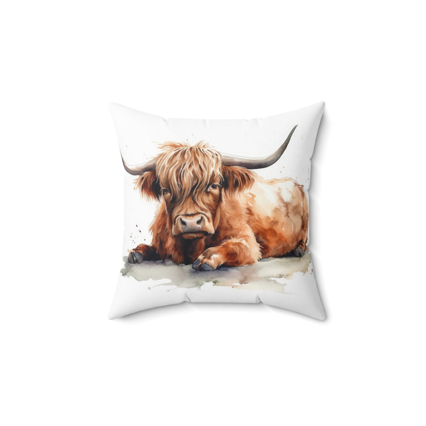 Spun Polyester Square Pillow Highland Cow 2