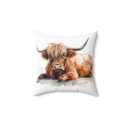 Spun Polyester Square Pillow Highland Cow 2