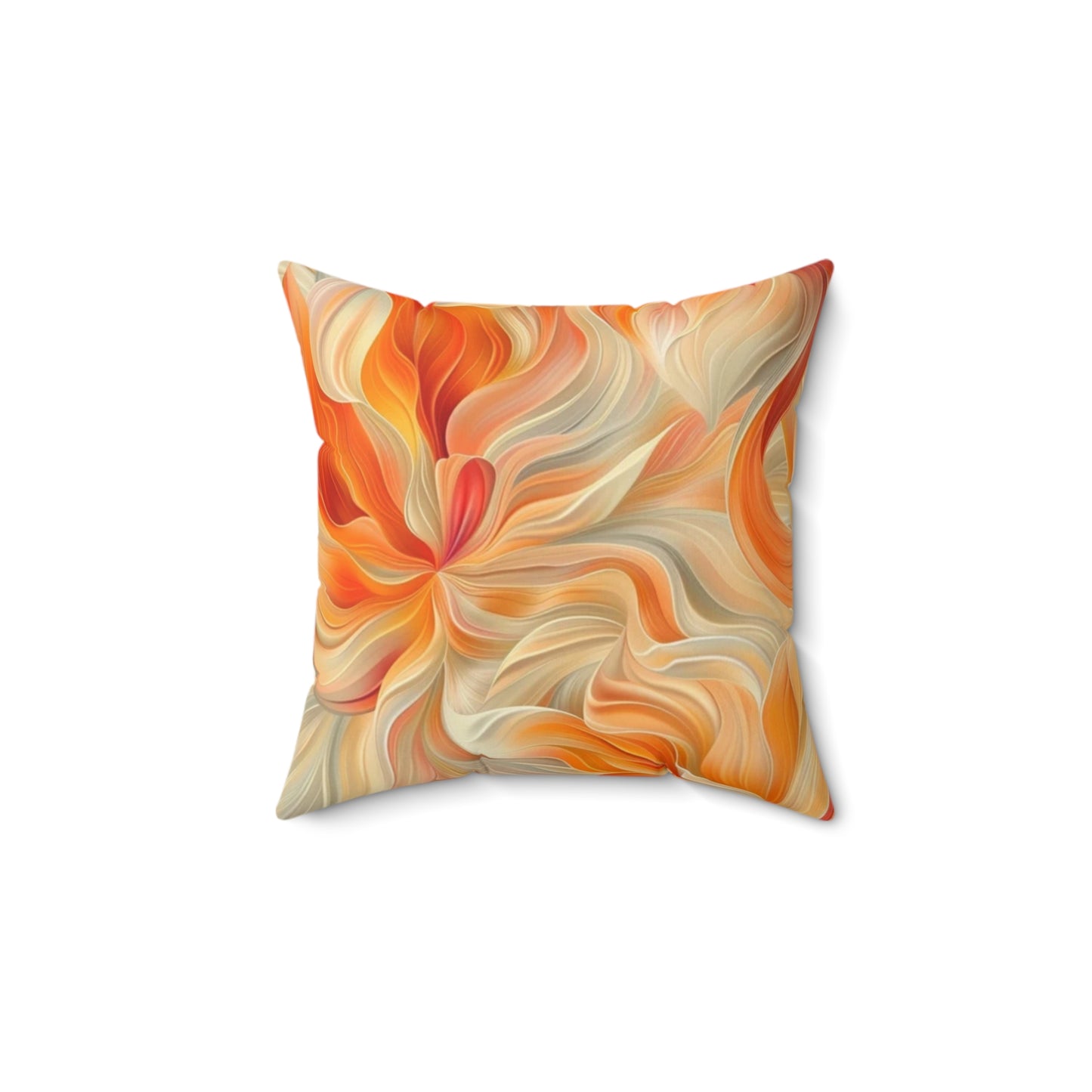 Spun Polyester Square Pillow Orange Floral