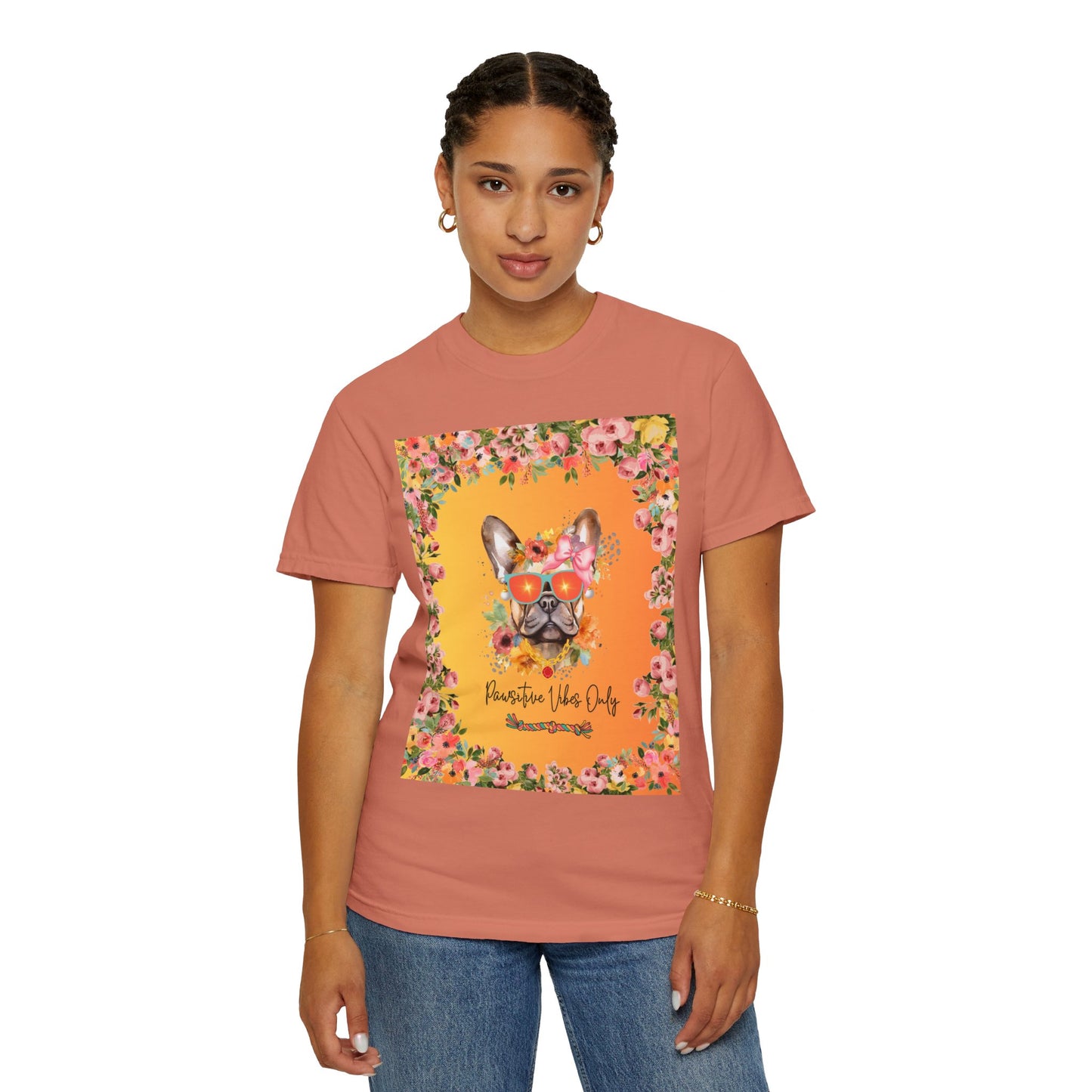 Pawsitive Vibes Only Unisex Garment-Dyed T-shirt