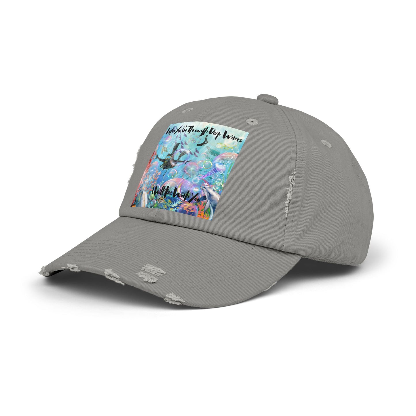 I Will Be With You Unisex Distressed Cap