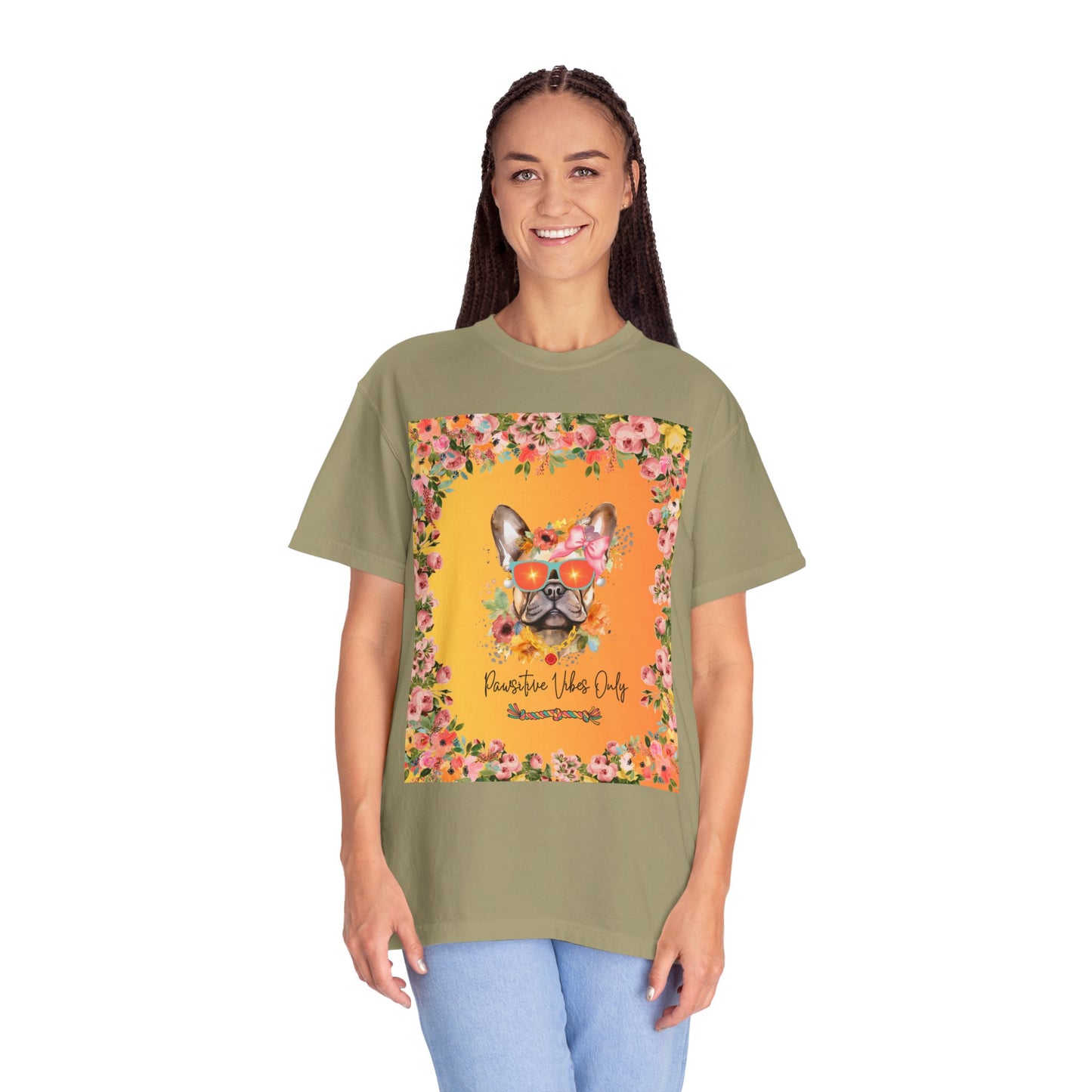 Pawsitive Vibes Only Unisex Garment-Dyed T-shirt