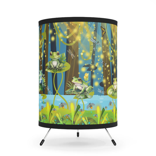 Frogs And Fireflies Tripod Lamp with High-Res Printed Shade, US\CA plug