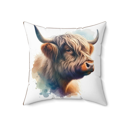 Spun Polyester Square Pillow Highland Cow 4