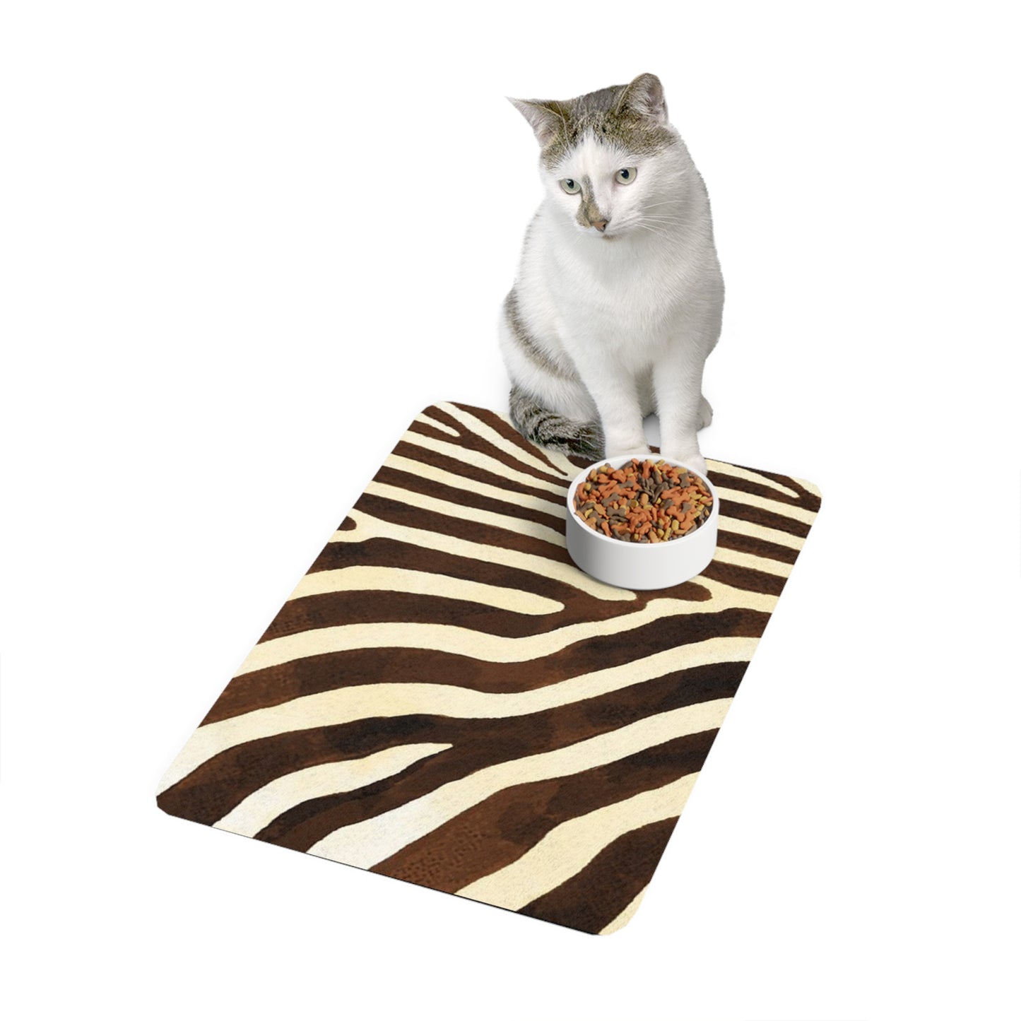 Pet Food Mat (12x18) Zebra Brown