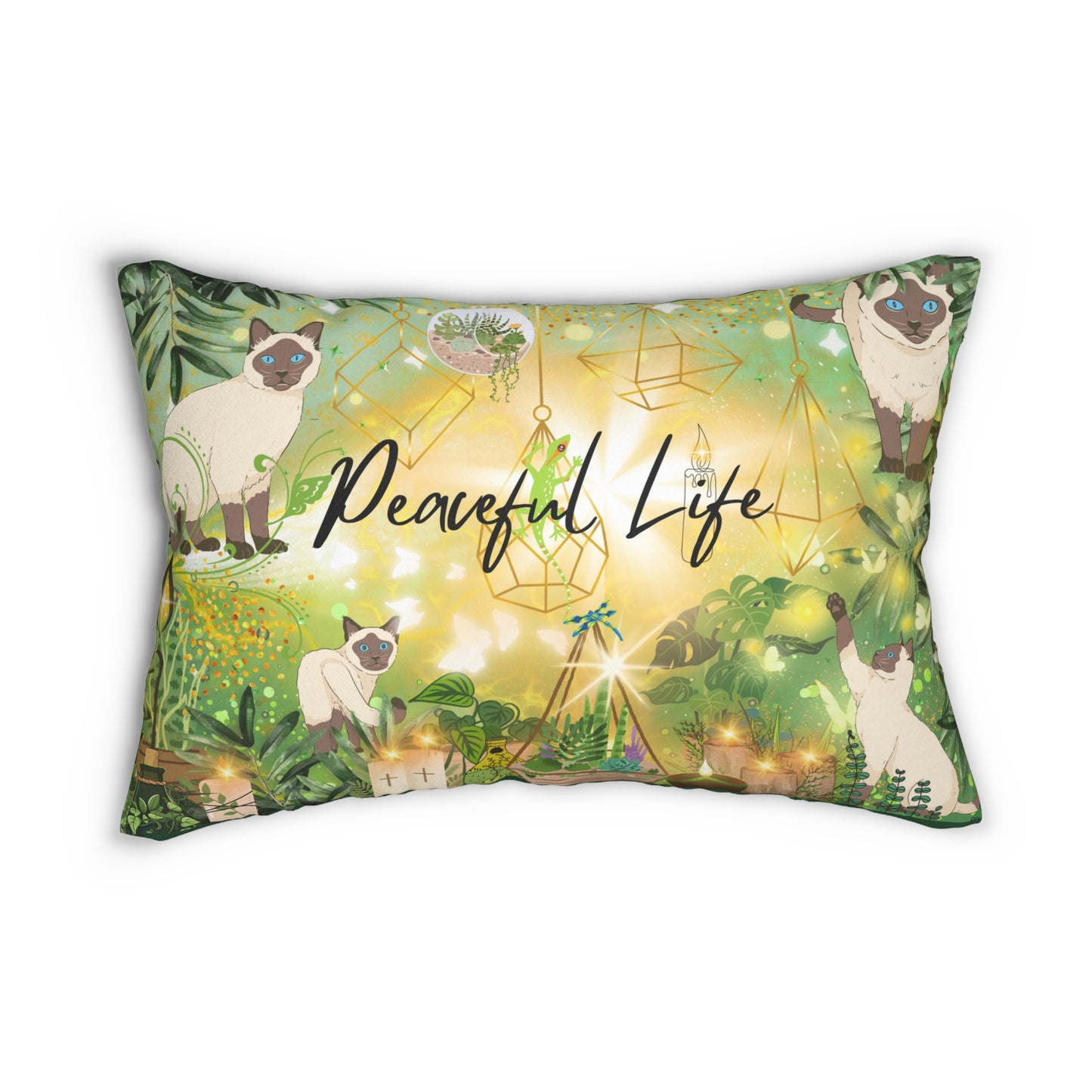 Peaceful Life Spun Polyester Lumbar Pillow