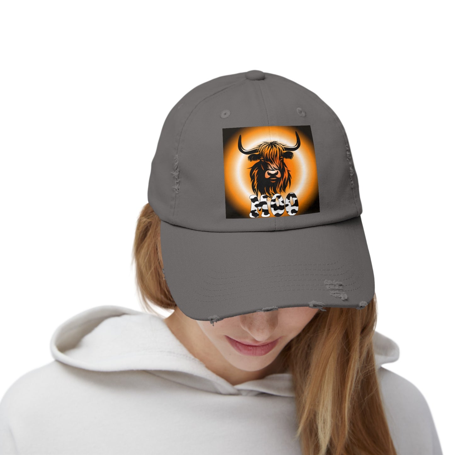 Moo Unisex Distressed Cap