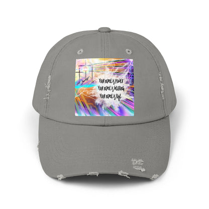 Your Name Unisex Distressed Cap