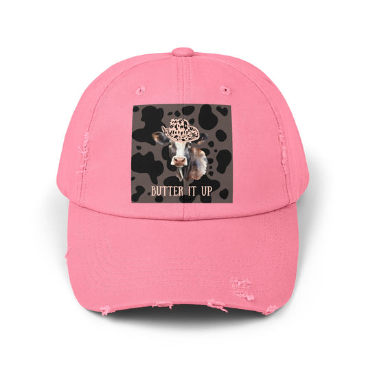 Cow 2 Unisex Distressed Cap