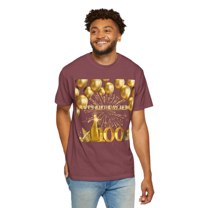 Happy Birthday 100 Unisex Garment-Dyed T-shirt