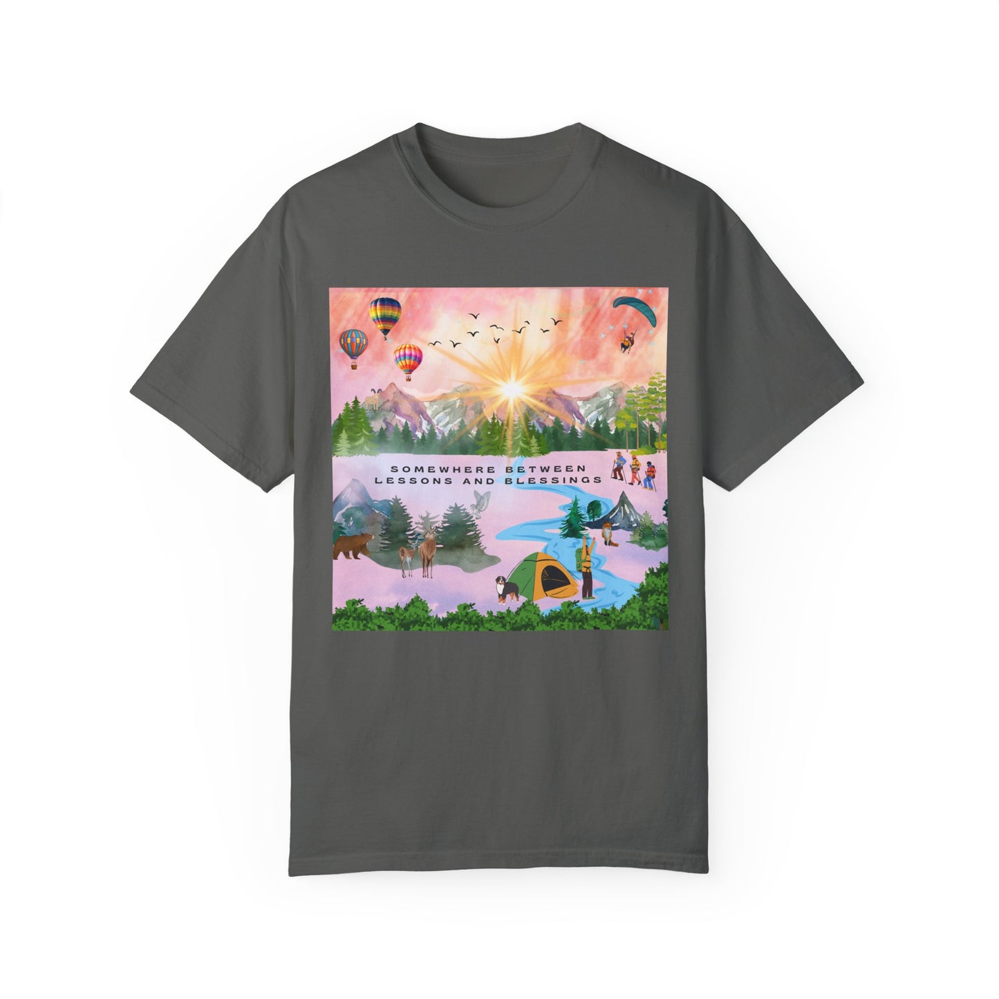 Somewhere Between Lessons And Blessings Unisex Garment-Dyed T-shirt