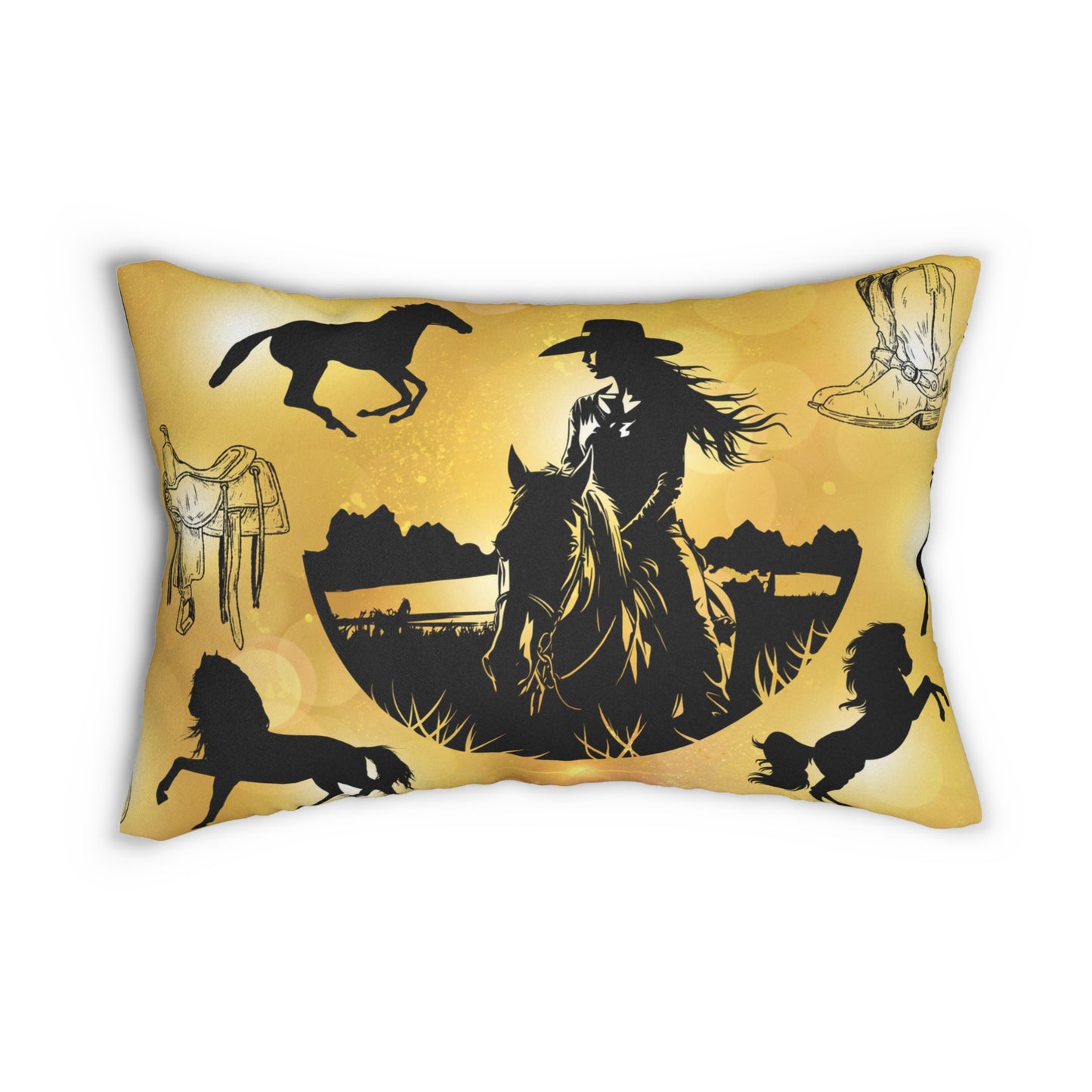 Cowgirl Country Spun Polyester Lumbar Pillow