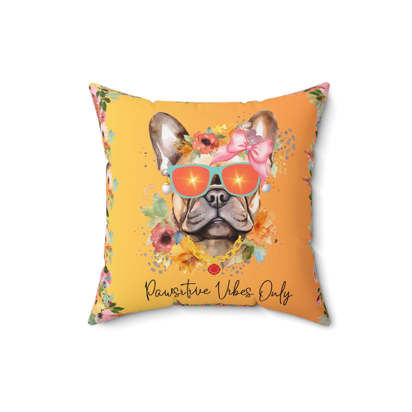 Pawsitive Vibes Only Spun Polyester Square Pillow