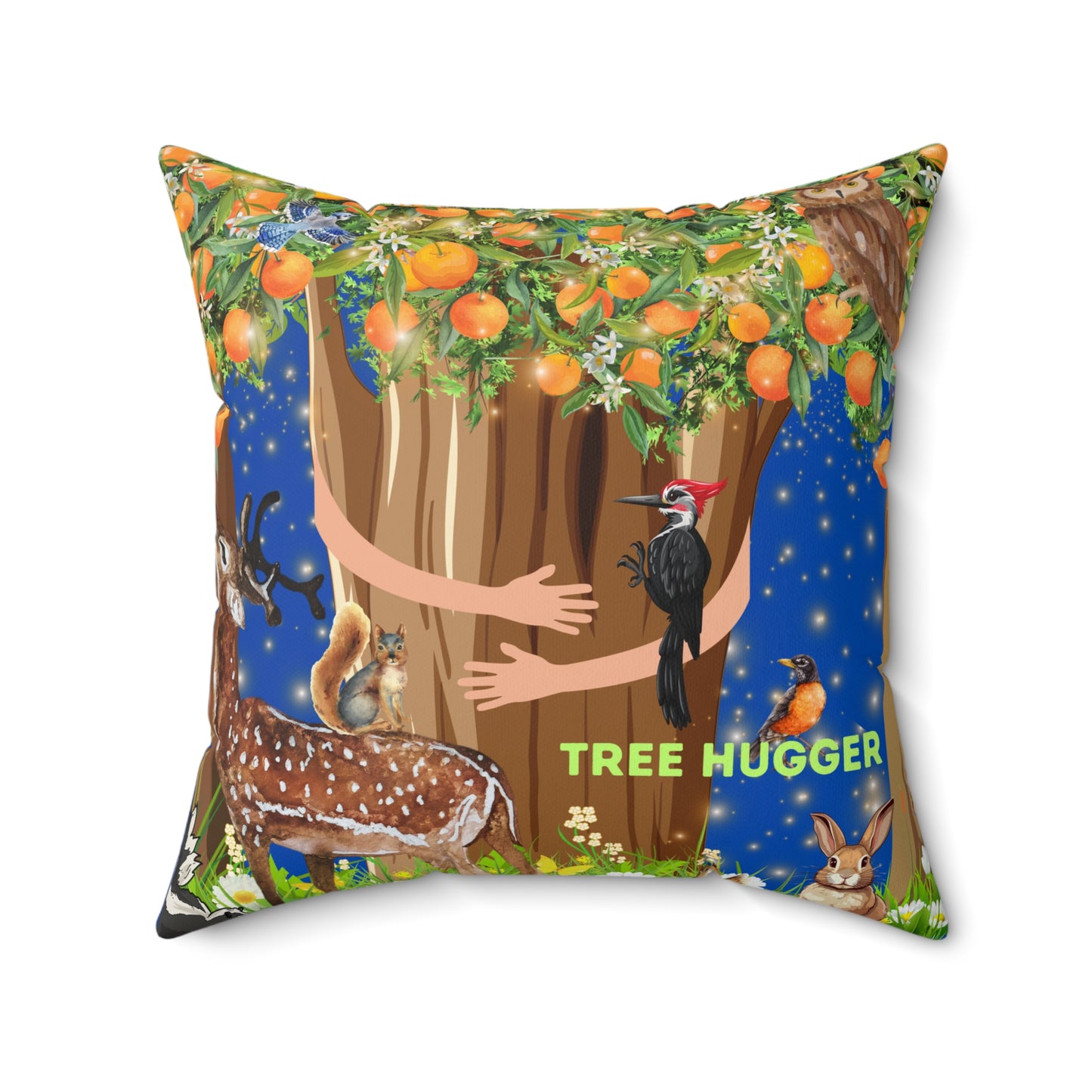 Tree Hugger Spun Polyester Square Pillow