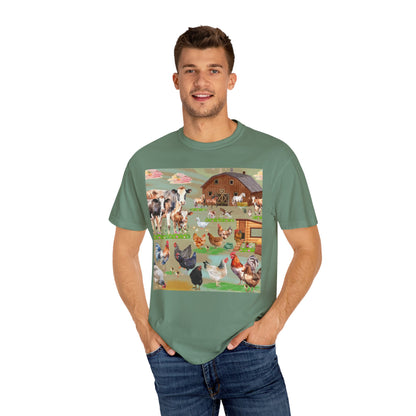 Springtime At The Barnyard Unisex Garment-Dyed T-shirt