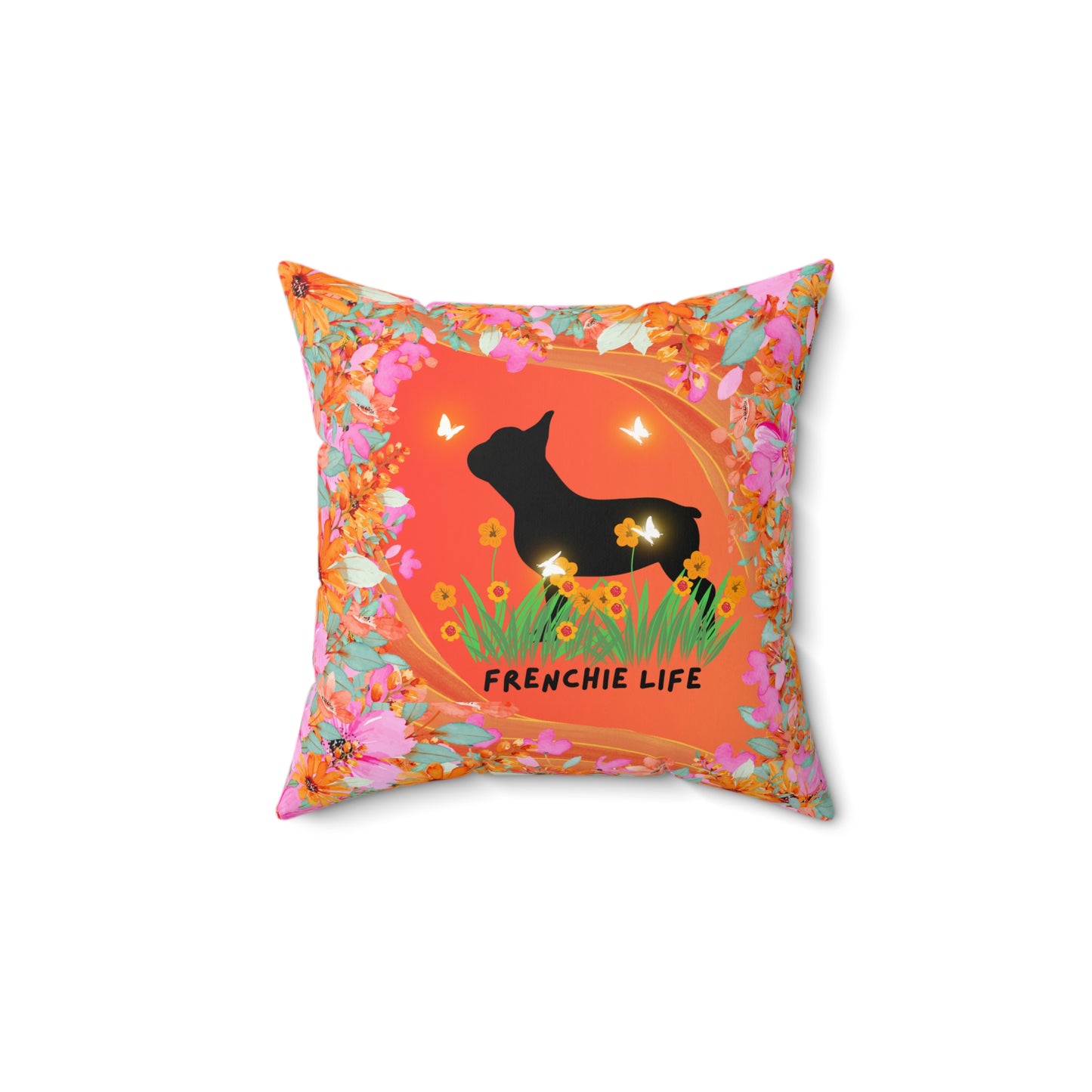 Frenchie Life Spun Polyester Square Pillow