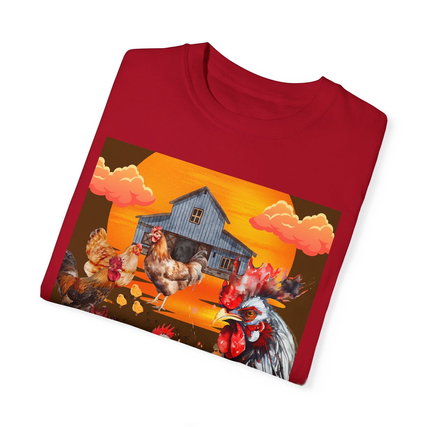 Chickens At Sunset Unisex Garment-Dyed T-shirt