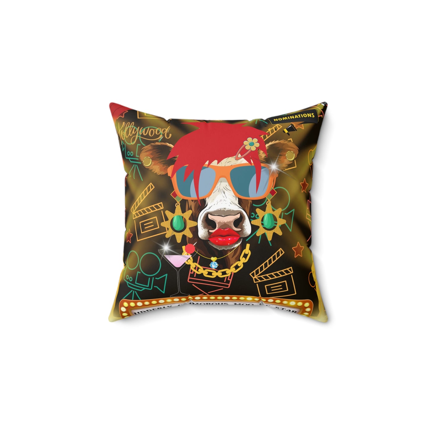 Moo-vie Star Spun Polyester Square Pillow