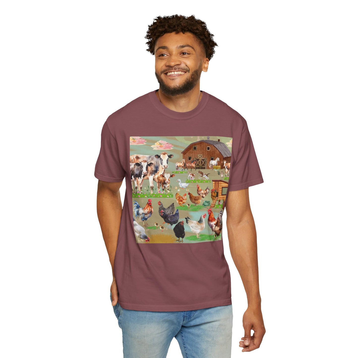 Springtime At The Barnyard Unisex Garment-Dyed T-shirt